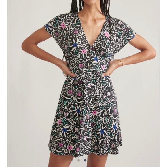 Marine Layer Dresses & Skirts - Marine Layer Camila Mini Dress Floral Block Print Black Pink NWT Size Medium